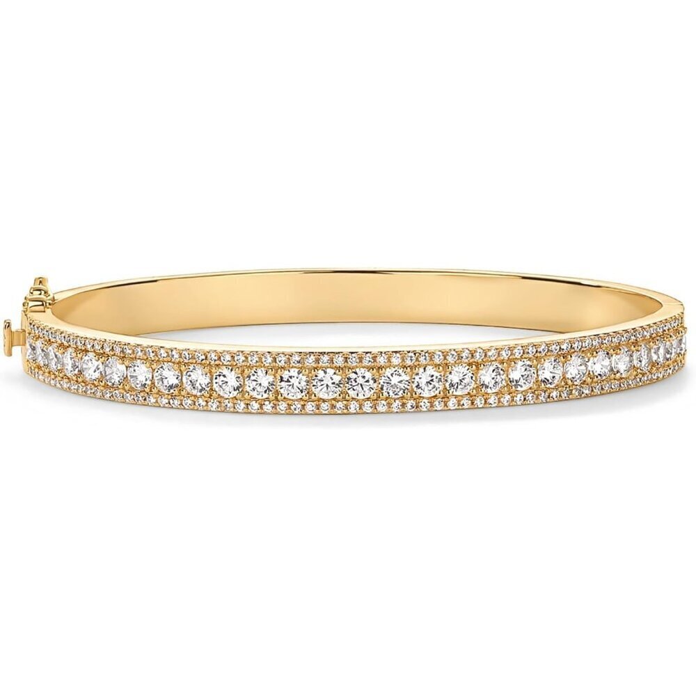 14K Gold Plated Bangle Bracelet for Women Cubic Zirconia Elegant Jewelry